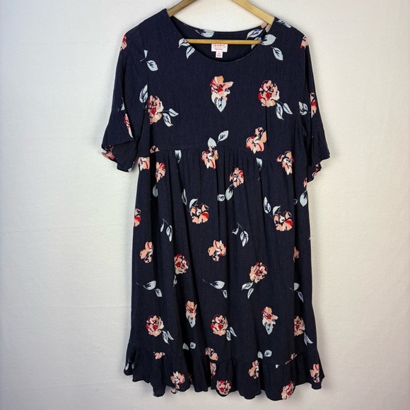 Isabel Maternity Navy Floral Empire Waist Midi Dress - Picture 1 of 7